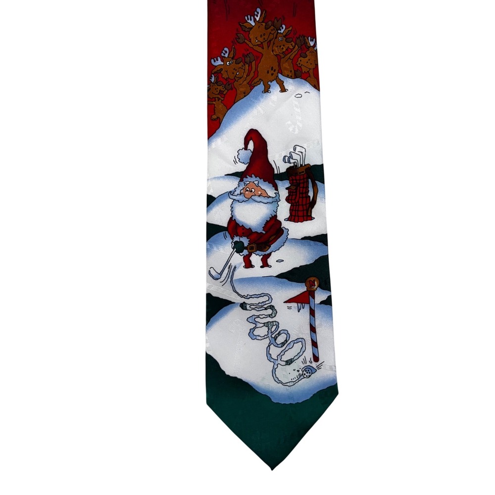 Specialties by Hallmark Mens Christmas Santa Claus Golfing Reindeer Novelty Tie